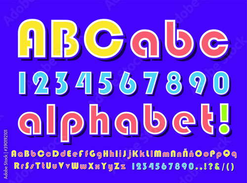 High Quality Modern Festive Alphabet on Color Background . Isolated Vector Elements