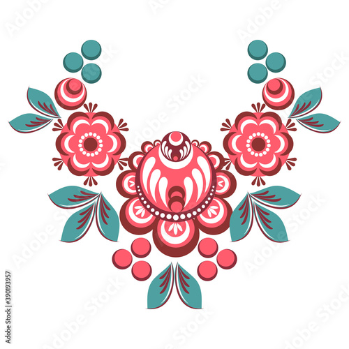 vector folk culture floral traditional ornament pattern red blue color © maria_morozova