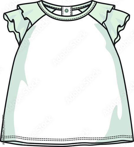 Baby clothes design template. T shirt flat sketch
