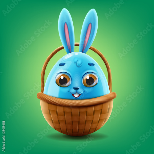 cute rabbit in easter basket