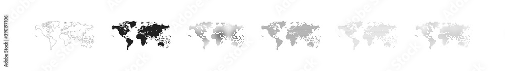 Earth icon. Globe map illustration set. Graphic world, dot and line concept in vector flat style. Earth icon. Globe map illustration set. Graphic world, dot and line concept in vector flat style.
