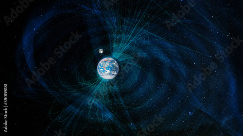 Fototapeta Naklejka Na Ścianę i Meble -  Earth magnetic fields, elements of this image furnished by NASA.