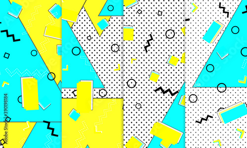 80s background. Color dots. Memphis pattern.Vector