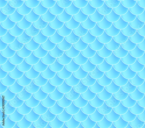 Mermaid Scales. Fish Squama. Blue Seamless Pattern. Color Vector Illustration. Watercolor Background. Scale Print.
