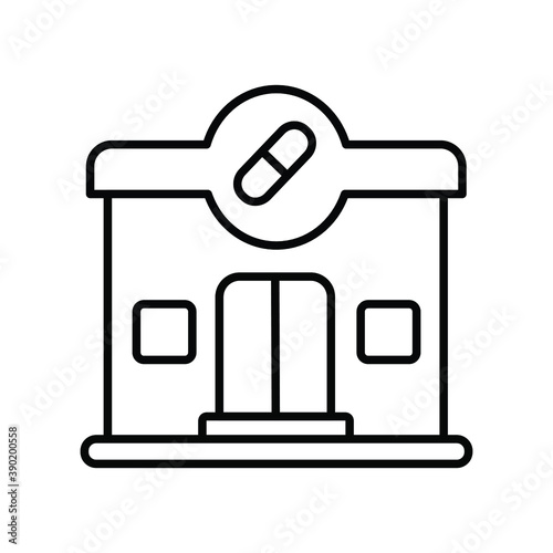 Pharmacy Shop Building line icon