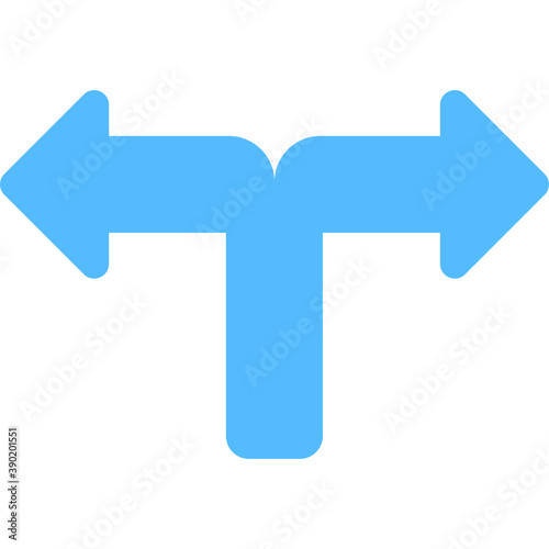 
Three way junction or three way intersection road sign 
