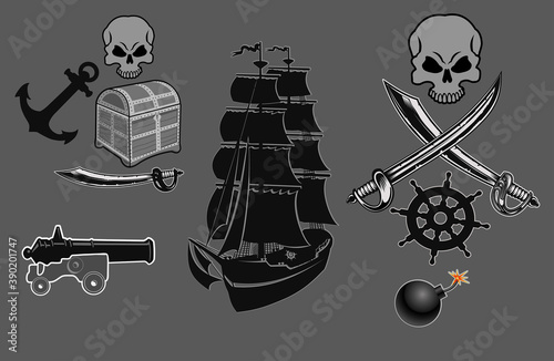 Sailing Pirate Ship with Sails