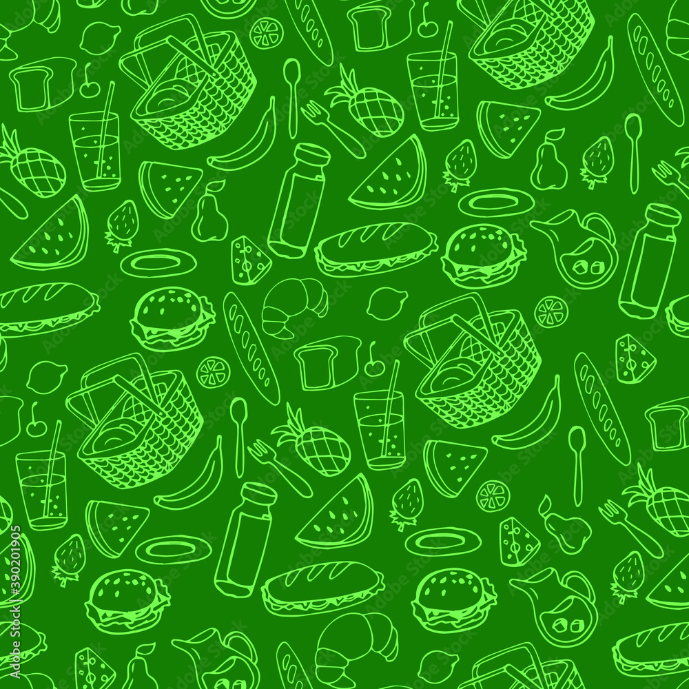 picnic color seamless doodles pattern picnic color seamless doodles pattern