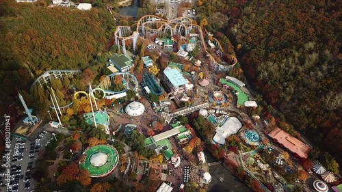 Seoul Grand Park, Gwacheon-si, Gyeonggi-do, South Korea, Seoul Land theme park aerial photography in autumn.