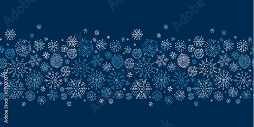 Hand drawn snowflakes, seamless pattern for your design.