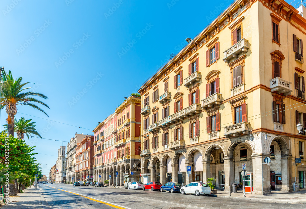 Historic buildings in Via Roma in Cagliari