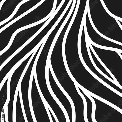 Hand drawn white waves on black. Wavy background. Waved pattern. Line art. Print for banners  flyers or posters