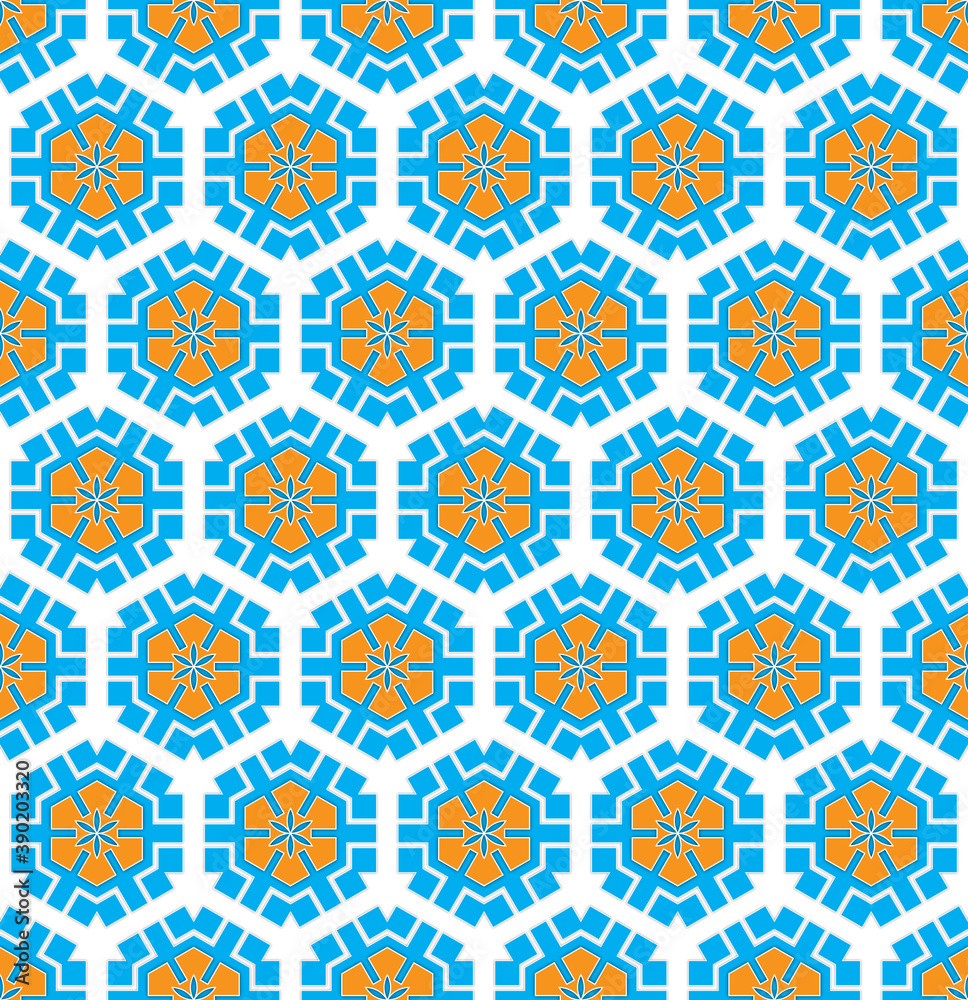 textile pattern with hexagonal winter pattern