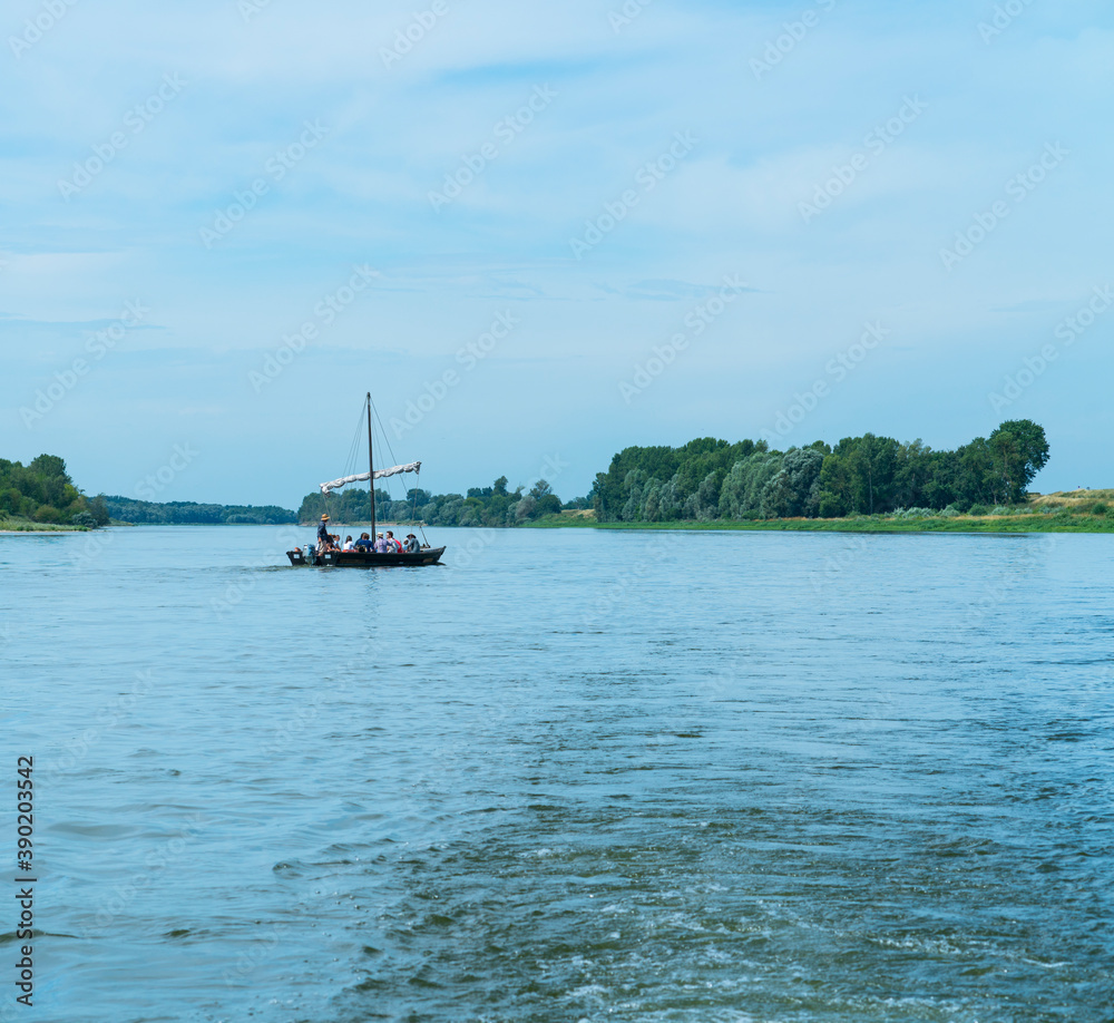 Traditional boat tour, Loire River, Chaumond-sur-Loire, Loir-et-Cher Department, The Loire Valley, France, Europe