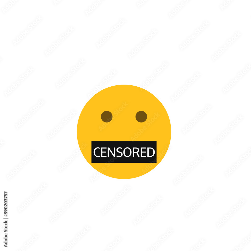 Fototapeta premium Emoticon face with a mouth taped up. Censored symbol