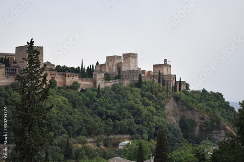 View of the Alhambra from a viewpoint in Granada  Spain