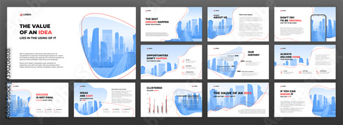 Business powerpoint presentation templates set. Use for presentation keynote background, brochure design, website slider, landing page, annual report.