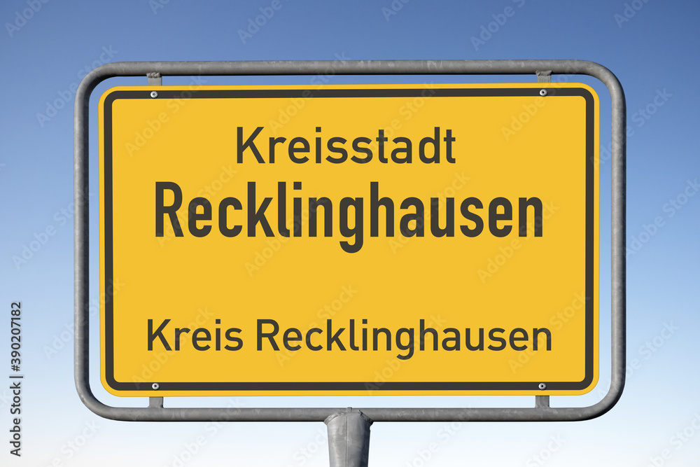 Kreisstadt, Recklinghausen, Kreis Recklinghausen, Ortstafel, (Symbolbild)
