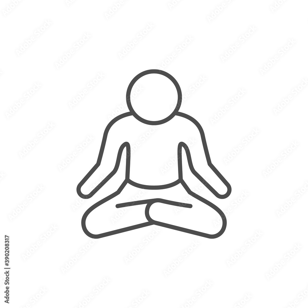 Yoga or meditation line outline icon Yoga or meditation line outline icon