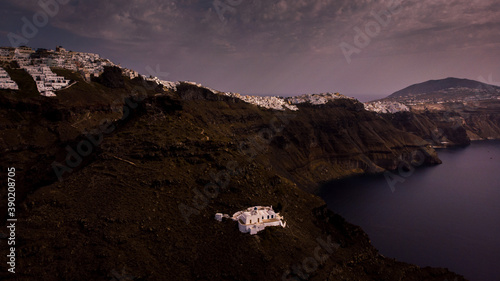 Aerial drone photo of Santorini, Greece