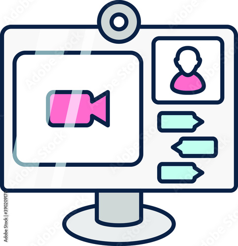 video broadcast webinar color icon