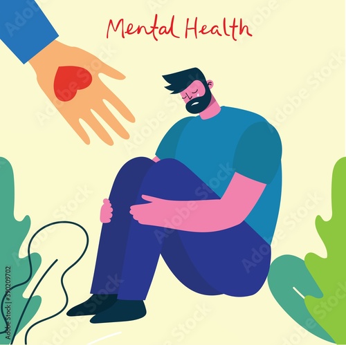 Mental health illustration concept. Psychology visual interpretation of mental health.