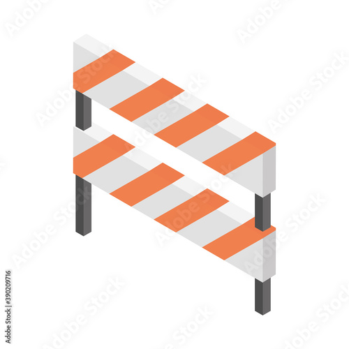 construction barricade protection isometric icon