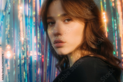 Soft focus portrait of young woman photo