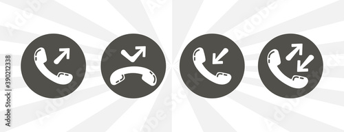 Phone icon. incoming call, outgoing call, missed call isolated simple solid vector icon