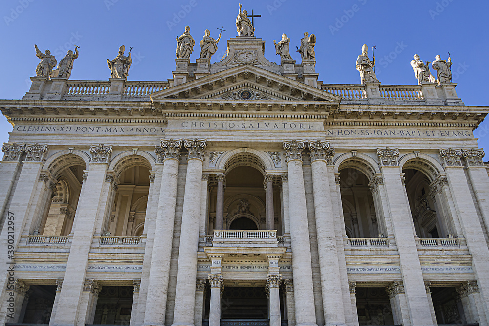 The Papal Archbasilica of St. John Lateran (Arcibasilica Papale di San Giovanni in Laterano) - official ecclesiastical seat of the Bishop of Rome. Italy.