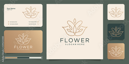 Minimalist abstract flower line art beauty,fashion,rose,cosmetic and business card.Premium Vector