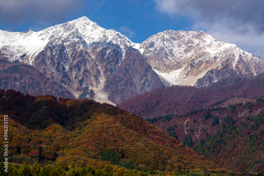新雪の白馬鑓ヶ岳と杓子岳