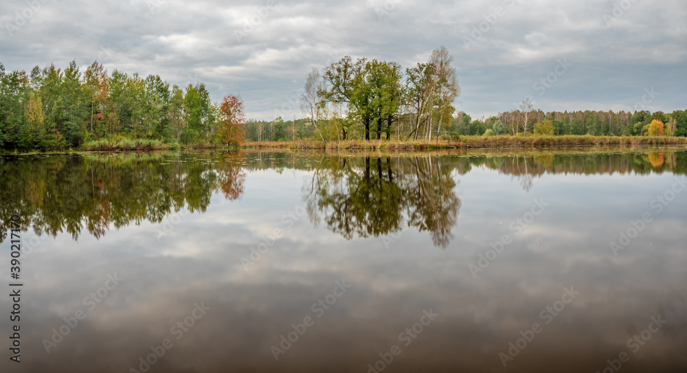 Tychy Poland lake view during autumn season