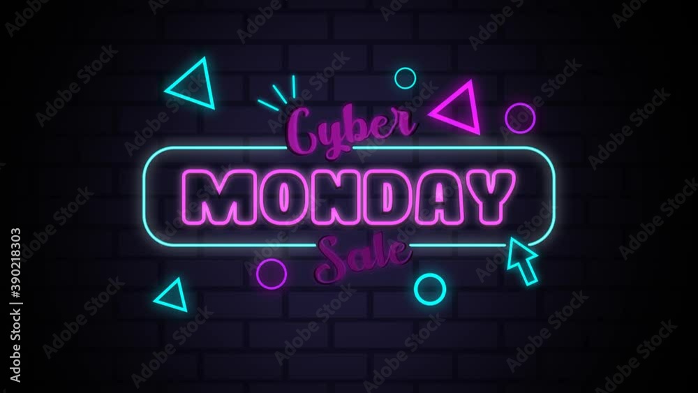 A neon sign that says cyber Monday A neon sign that says cyber Monday