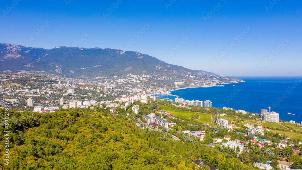  stunning view from a height of the city of Yalta and the Black Sea coast