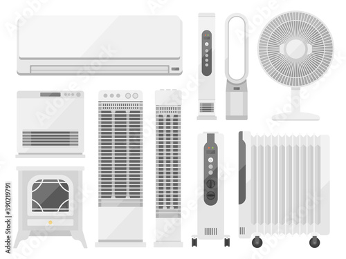 暖房器具のイラストセット