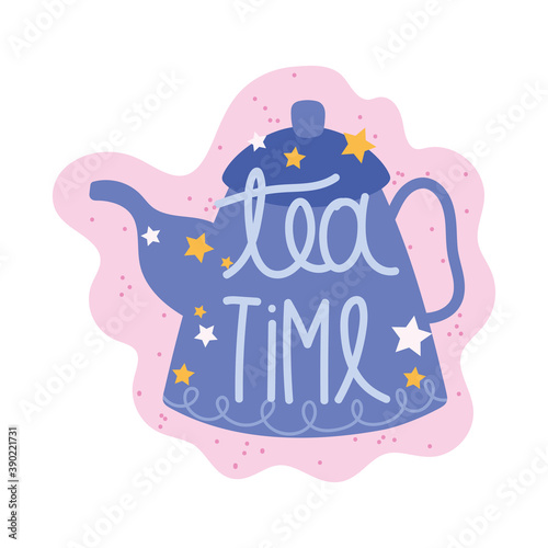 cooking lettering, hand drawn font tea time kettle