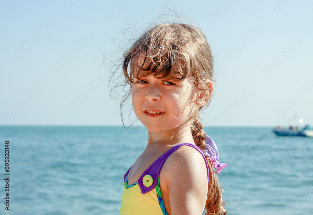 A sunburned child against the sea A sunburned child against the sea