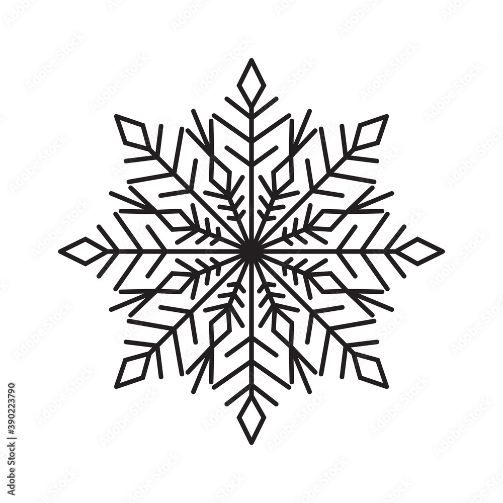 Contour drawing of snowflake on a white background for your creativity. Contour drawing of snowflake on a white background for your creativity.