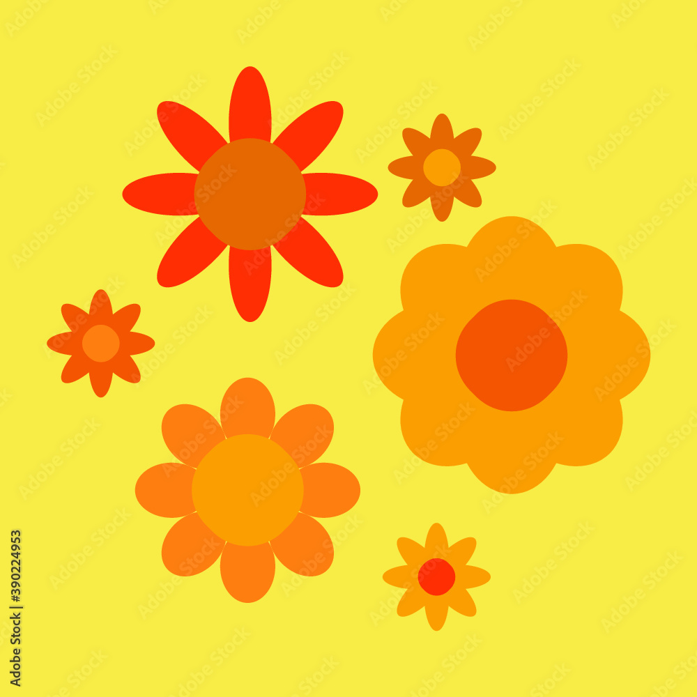 Fototapeta premium Yellow and Orange Autumn Floral Pattern Background