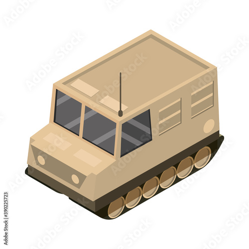 military armored vehicle transport isometric icon
