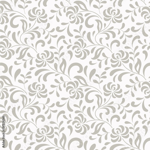 seamless abstract  grey floral background © Tashsat