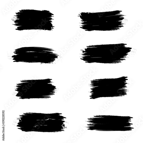 Big collection of black paint  ink brush strokes  brushes  lines  grungy.