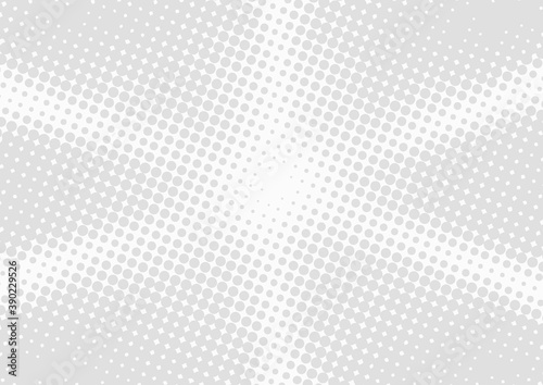 Retro light grey rays on white pop art background with halftone effect, vector illustration