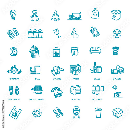 Garbage Vector Line Icons Set. Garbage icons set