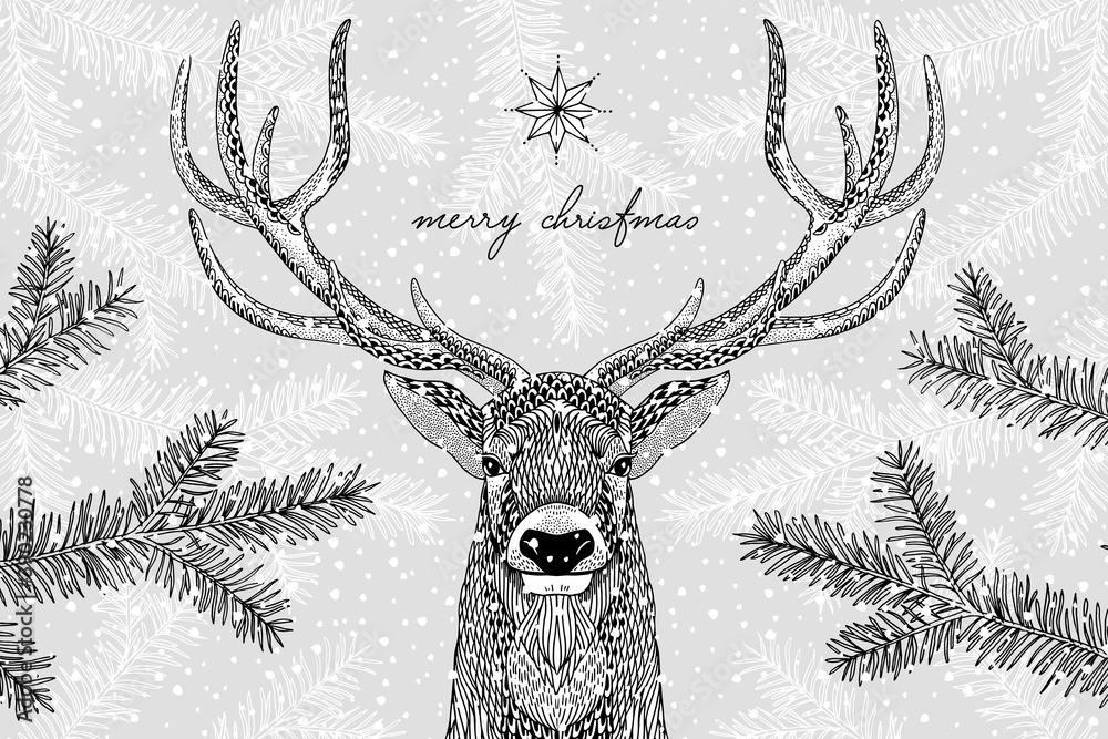 Christmas deer drawing by roula33 on DeviantArt