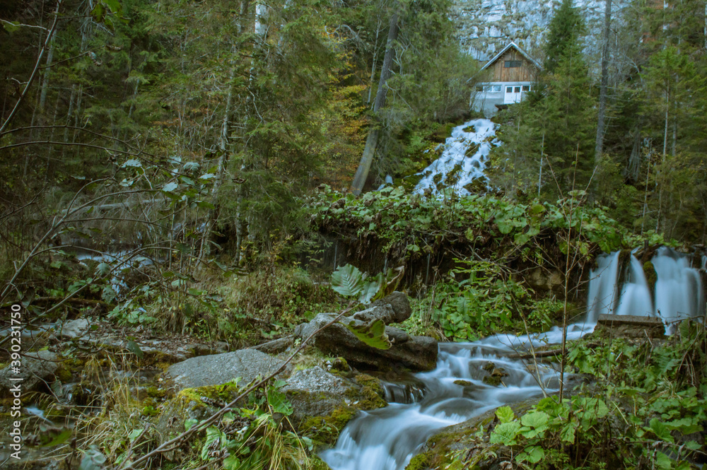 Obraz premium Autumn waterfall in the forest