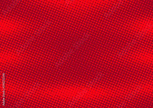 Red comic book pop art backgroung with halftone effect, dotted backdrop vector illustration