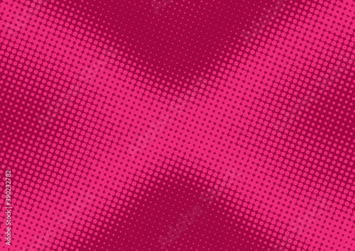 Bright magenta pop art comic background with halftone effect, vector illustration