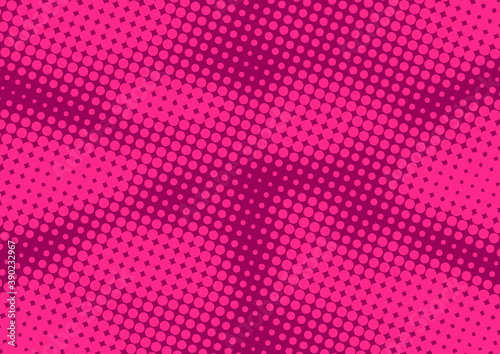 Magenta pop art background in retro comic style with halftone effect, vector illustration